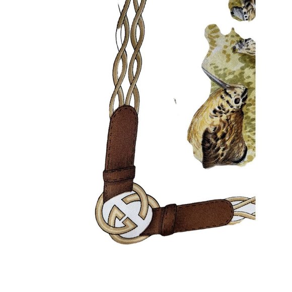 GUCCI: Silk Scarf With Birds & Logo #L069 - Picture 6 of 12